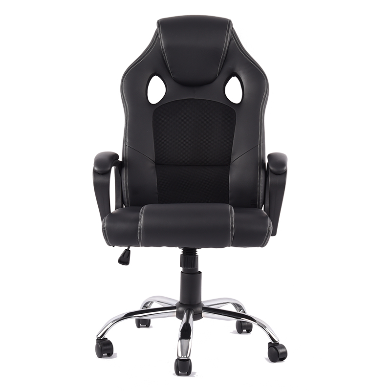 Black Executive Office Chair with Lumbar Support and Swivel Base