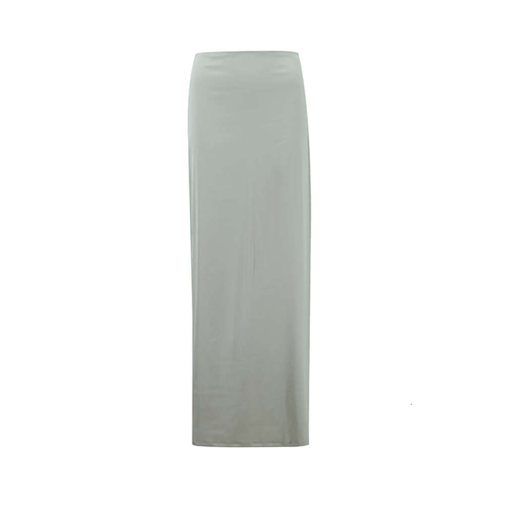 2024Celebrity Autumn High End Solid Color Slim Fit Long Irregular Draping Flesh Covering Skirt F41924