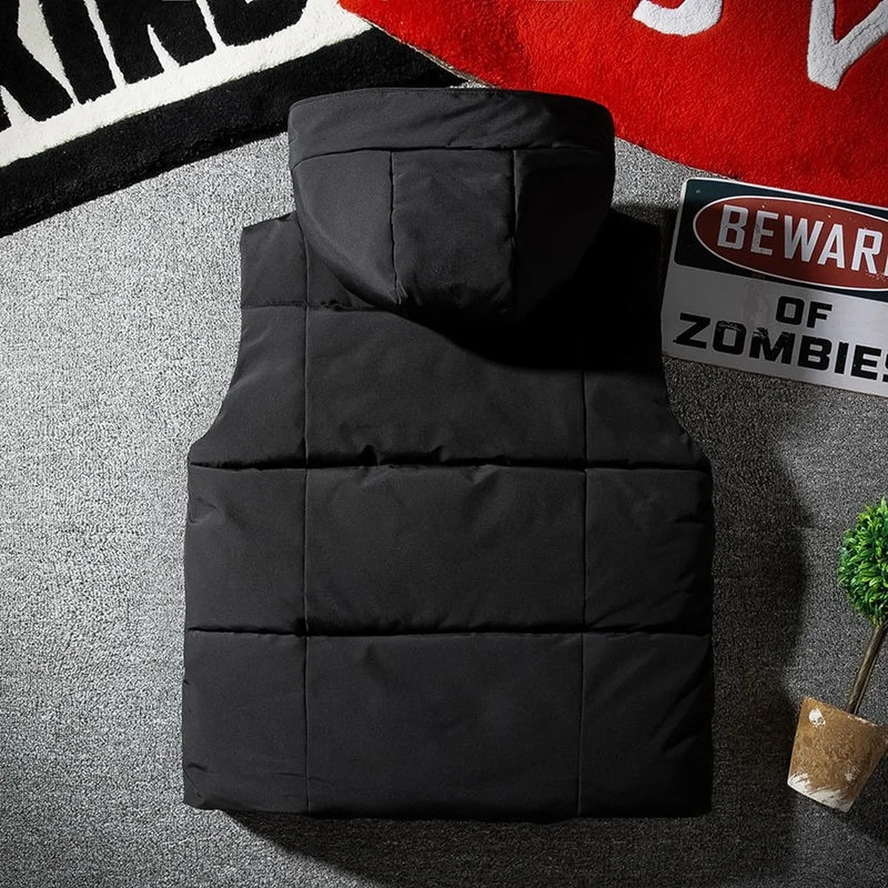 White Vest Jacket with Hood Men Fashion Clothing Korean Style Hooded Vest Coat Men Autumn Winter Sleeveless Mens Jacket 3XL 241118
