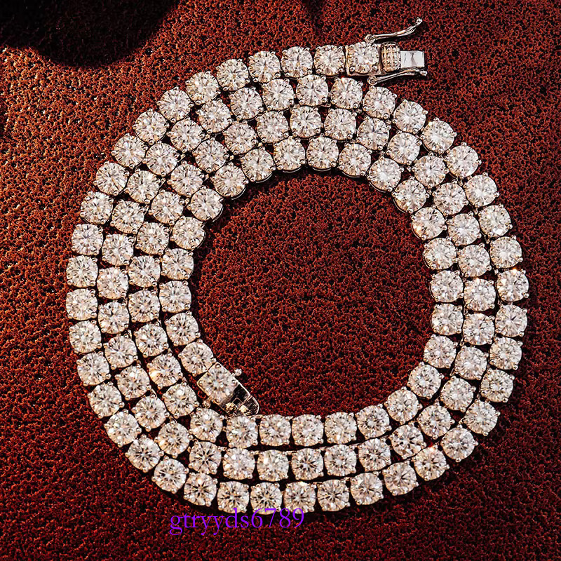 8mm Big Hip Hop Fine Jewelry Sterg Sier Necklace Iced Out D Color VVS Moissanite Dia Tennis Chain