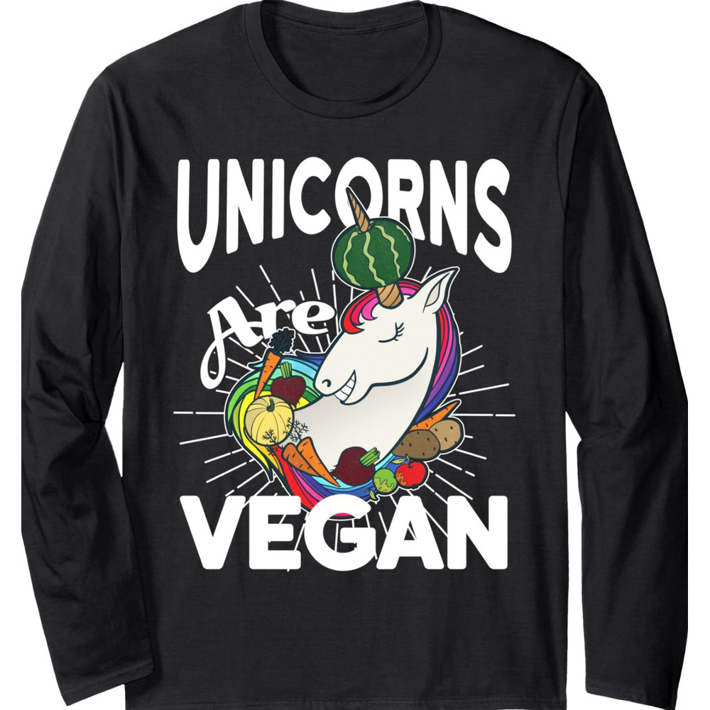 Long Sleeve Shirts for Men sweatshirt Unicorns Are Vegan Vegetarian Veggie Love Funny Gift Long Sleeve Tee Streetwear Casual tops clothes cool