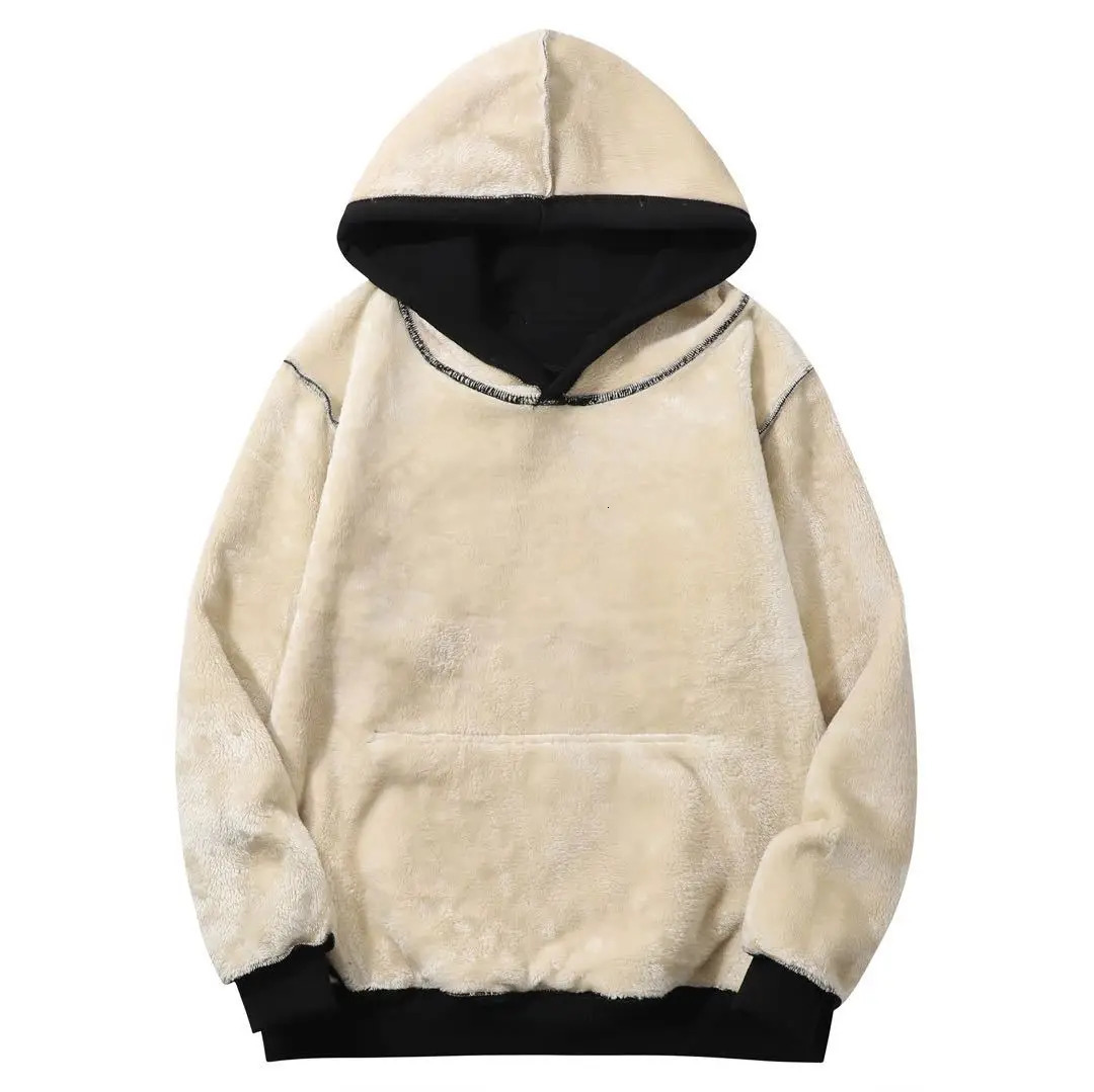 Winter Hoodies Thicken Warm Lambswool Hoodie Pants Men Sweatshirts Casual Sweatshirt Fashion Thermal Windproof Unisex Sp 241118