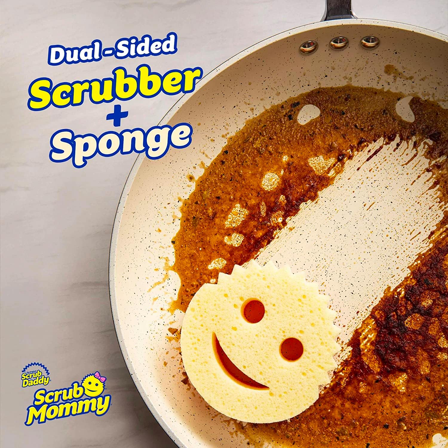 Scrub Daddy Scrub Mommy - Dish brush + scratchy sponge Kitchen and bathroom double sided dish sponge for scrubbing + wiping spills (3 packs)
