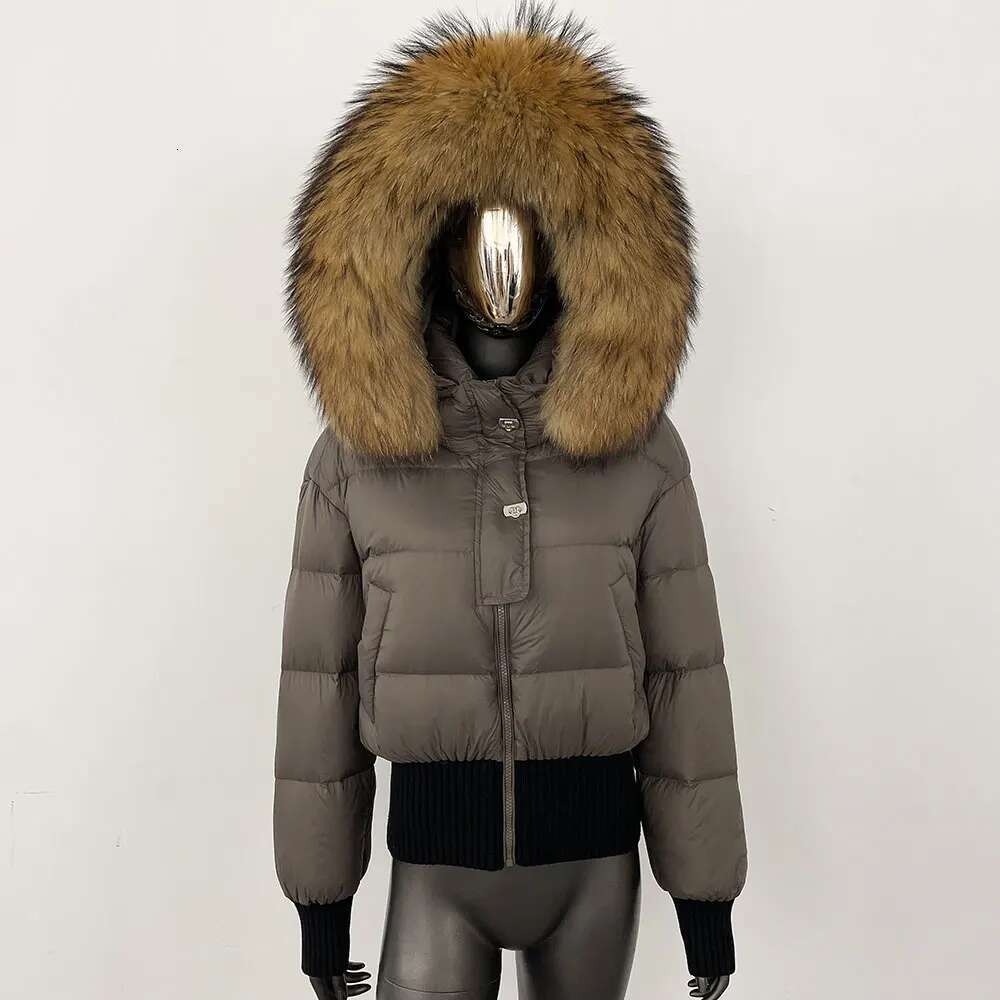 Jacket Women 2024 Winter Natural Real Raccoon Fox Fur Collar Hooded White Duck Down Coat Thick Warm Casual Outerwear