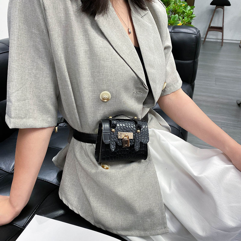 Ins waist bag womens new alligator belt new mini chain decoration Belt Bag Messenger Bag trendy cool