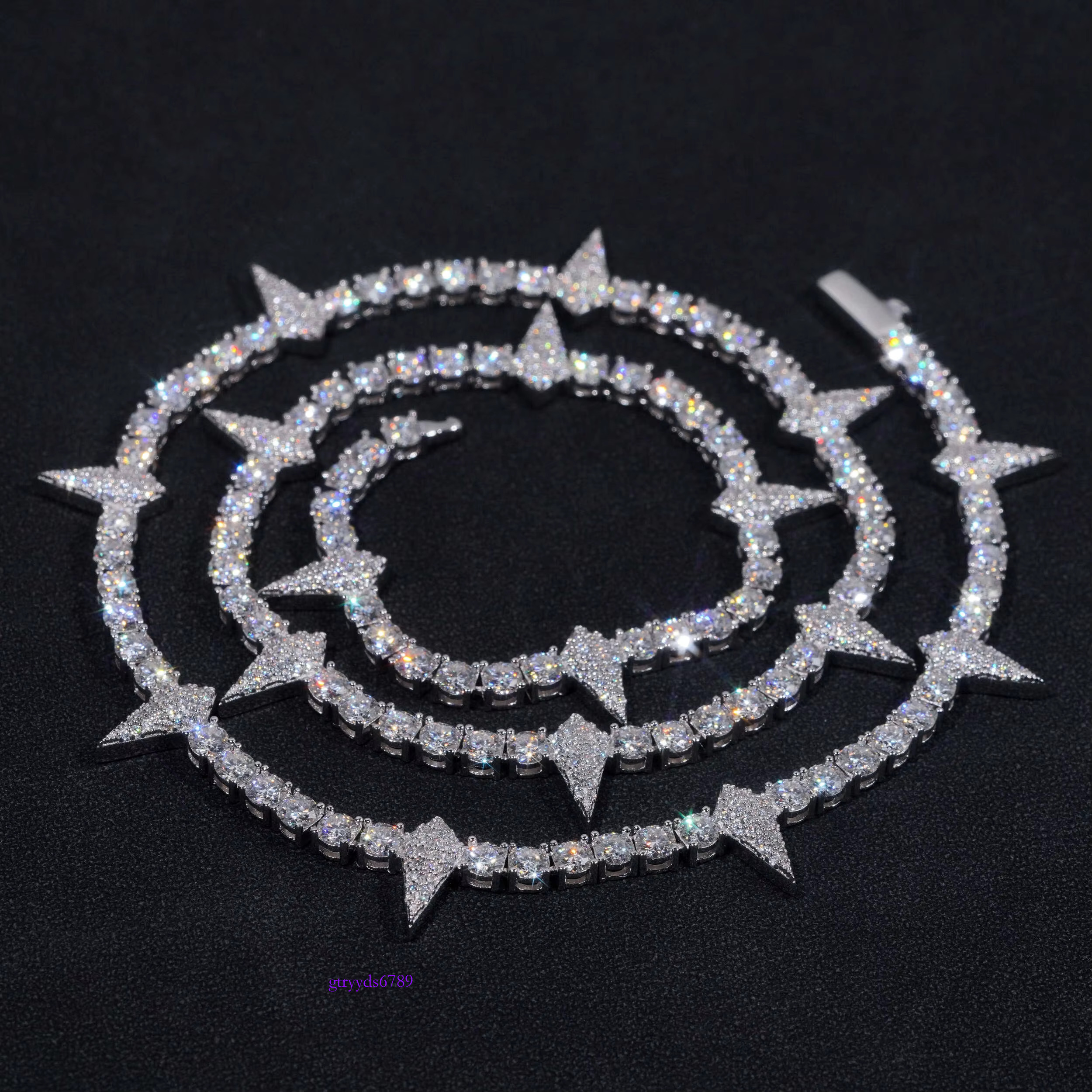 Pass tester iced out sterg sier vvs moissanite hip hop lab dia jewelry tennis bracelet chain