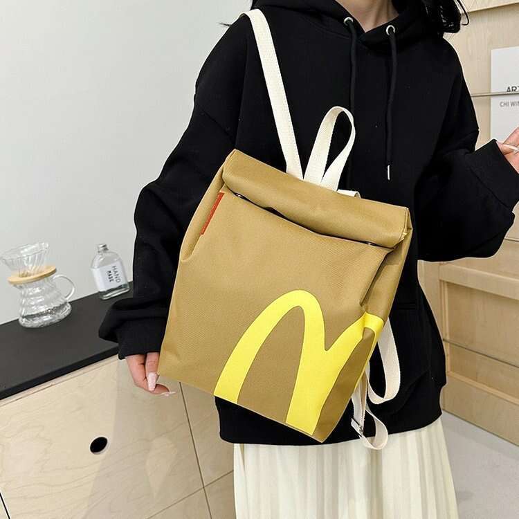 Personalized design McDonald's ins 2024 new canvas backpack women's single shoulder large capacity student class bag