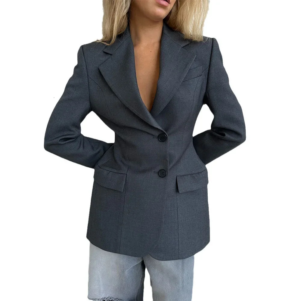 High-end Feeling Slimming Suit Jacket For Women Autumn/winter V-neck Waist-fitted Coat Light Sensibility 241118