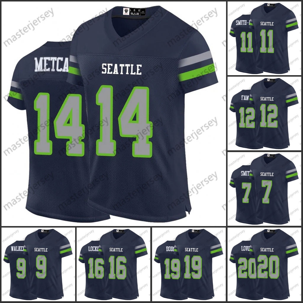 14 Metcalf Football Jerseys Lockett Walker III Smith-Njigba Custom All Stitched Name and Number