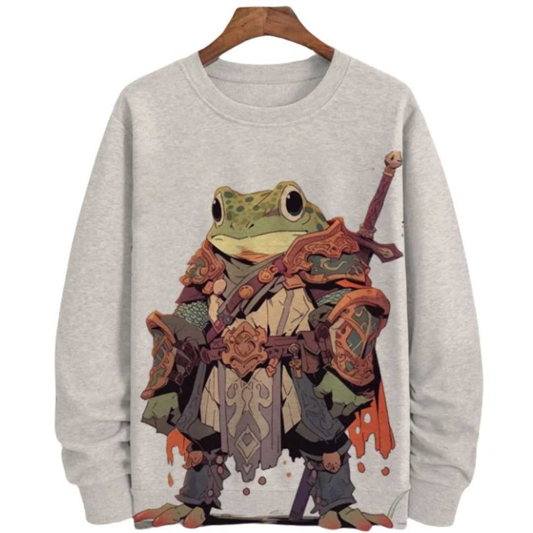 New Arrival Japanese style frog print mens sportswear streetwear round neck long Sve plow casual hooded sportswear mens clothing 5XL Z241118