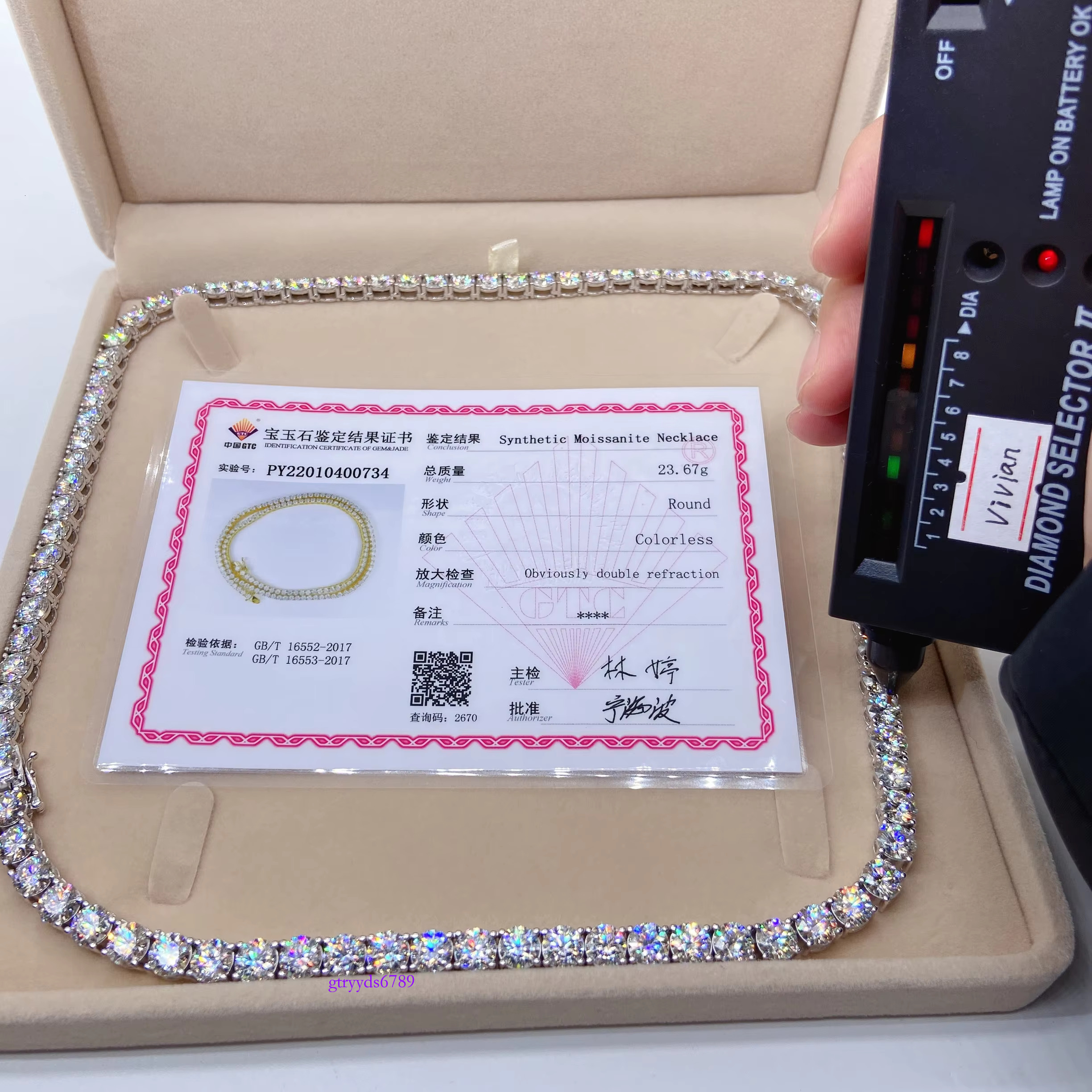Wholesale Price RTS Hip Hop Jewelry Sterg Sier Pass Tester Dia VVS Moissanite Tennis Chain