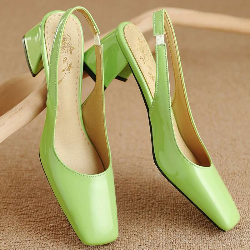 Elegant Sgback Sandals Women Summer Shoes Pink Black Nude Medium Heels Pumps Close Toe Office Party Shoe Female Large Size 45