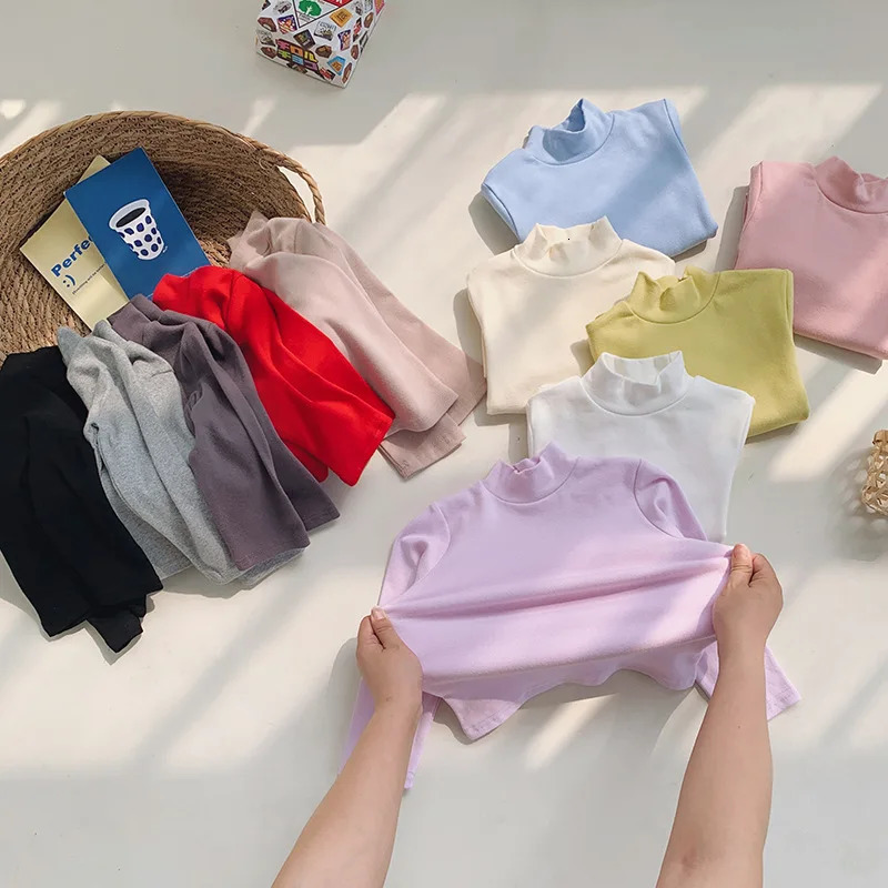 Autumn Baby Girl 2PCS Sleepwear Set Cotton Half Turtle Neck Underwear High Waist Tight Childrens Dress 241118