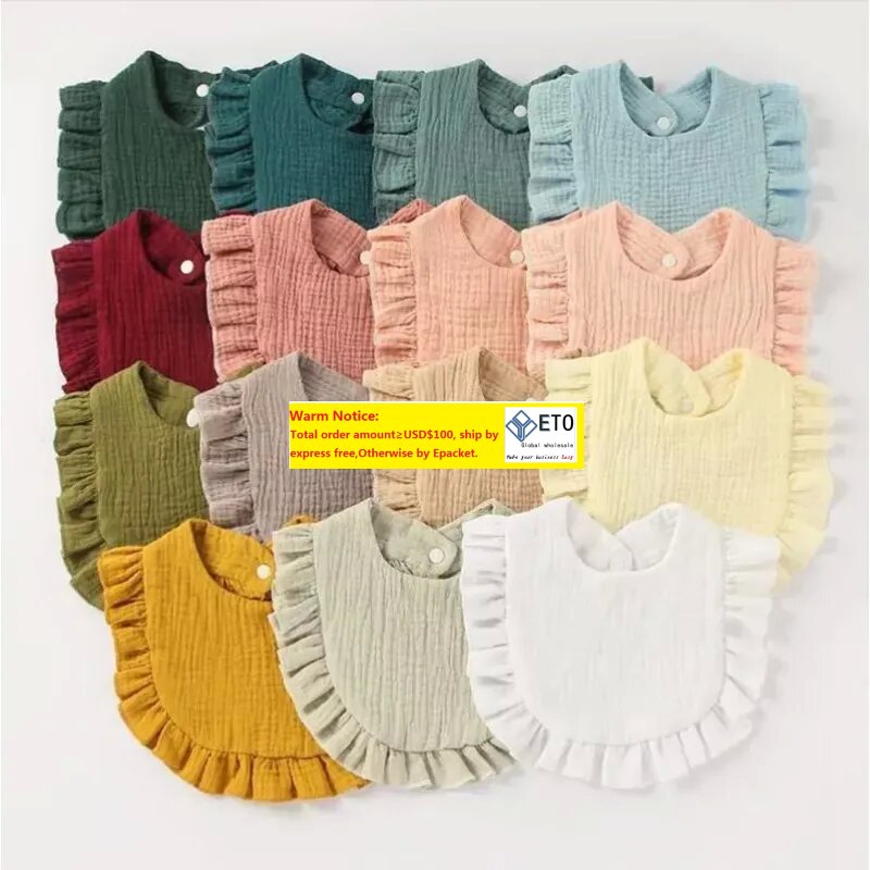 Baby Burp Cloths Solid Color Infant Bibs Newborn Ruffle Cotton Saliva Towels Turban Lace Feeding Bib Infant Boy Girl Bandana 11 LL