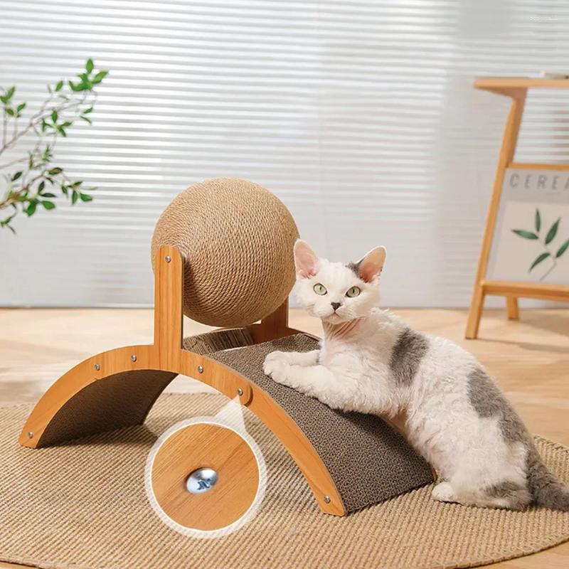 Update Cat Toys 2 In 1 Scratching Ball Wooden Scratcher Sisal Scratch Board Wear-Resistant Grinding Toy Solid Wood Scraper For Cats