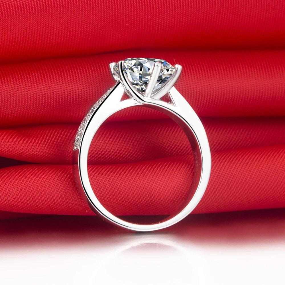Brilliant 1CT Test Real Diamond Engagement Ring Solid 18k White Gold Wedding Anniversary Ring 240323