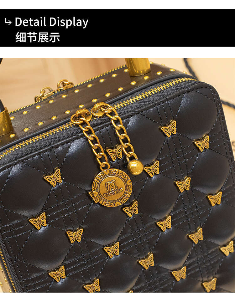 Women's handbag 2025 new brand handbag, leather bucket bag, high-end designer, one shoulder crossbody box, small square bag