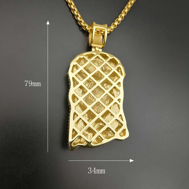 Hip Hop Vintage Large Jesus Men Pendant Necklace Titanium Steel 18K Gold Plated Religious Jewelry