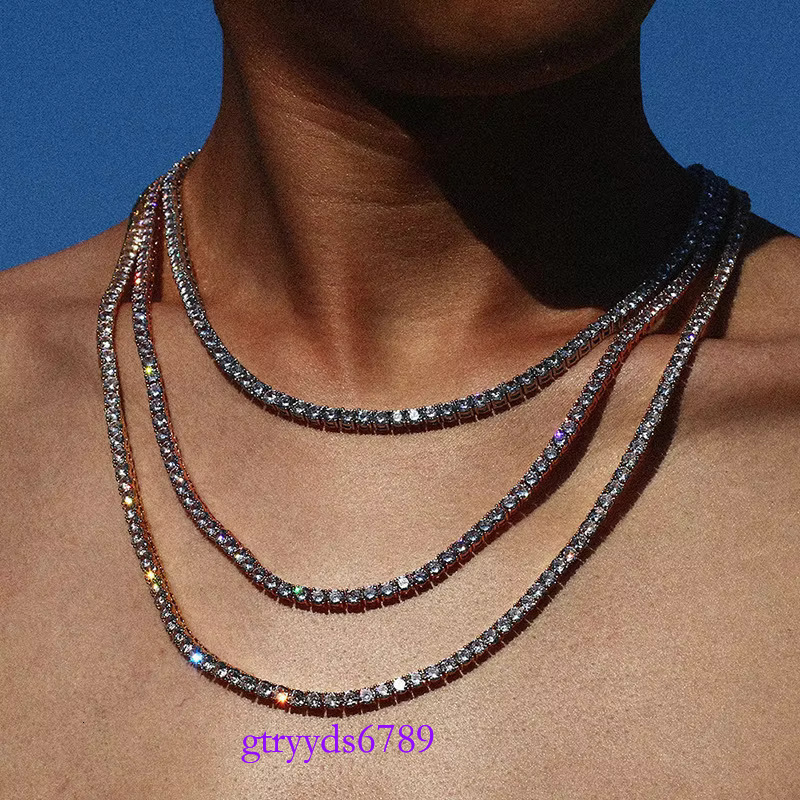 wholesale sier 10k 14k gold dia chain 2mm 3mm 4mm 5mm vvs moissanite tennis necklace
