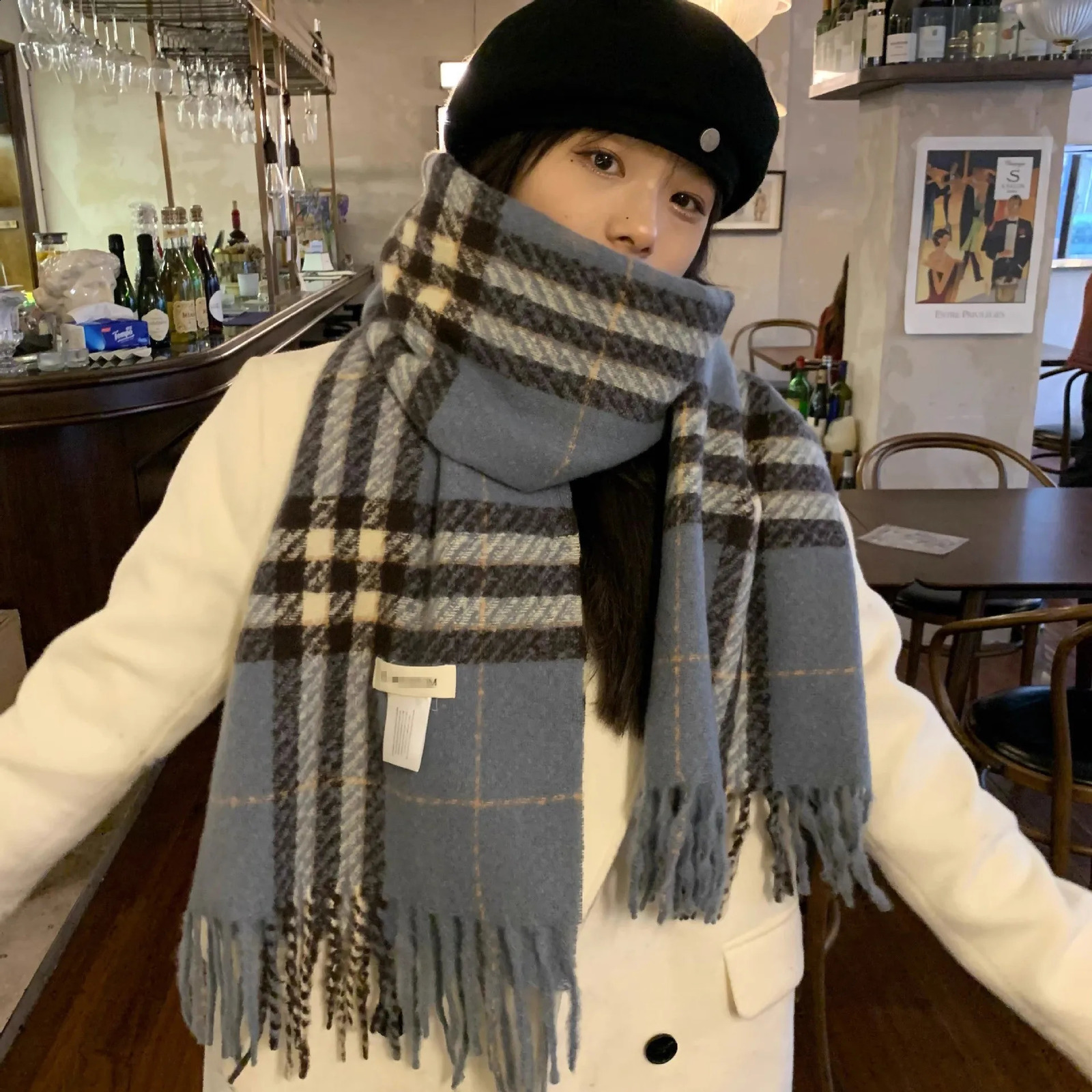 British Womens Classic Scarf Womens Winter Soft Comfort Korean Edition All Colors Red Blue Beige Olive Green Christmas 241119