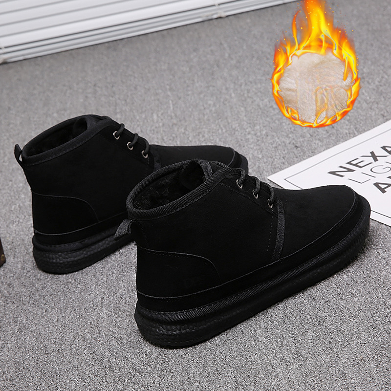 Short 2024 New Winter Men's Snow Boots Thickened Plus Veet Warm Casual Non-Slip Comfortable Fashion Cotton Shoes