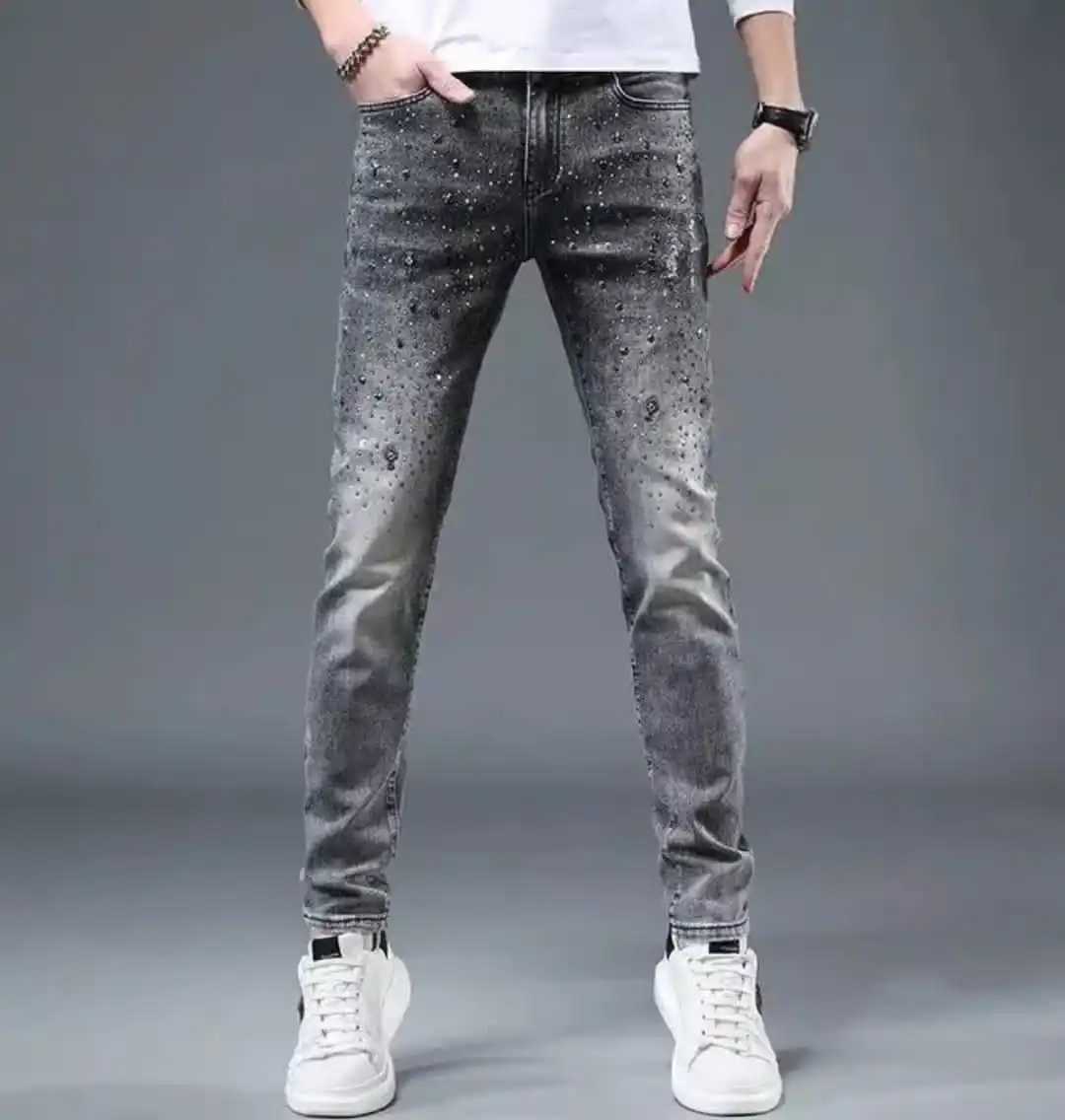 Rheinstone 2025 New Diamond Mens Jeans Thin Trendy Weight Loss Straight Casual Pants W241118