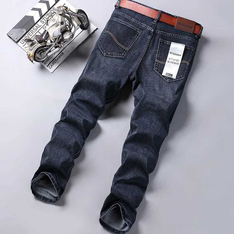 New Business Mens Jeans Casual Straight Stretch Fashion Classic Blue Black Work Denim Trousers Male Brand Clothing W250118
