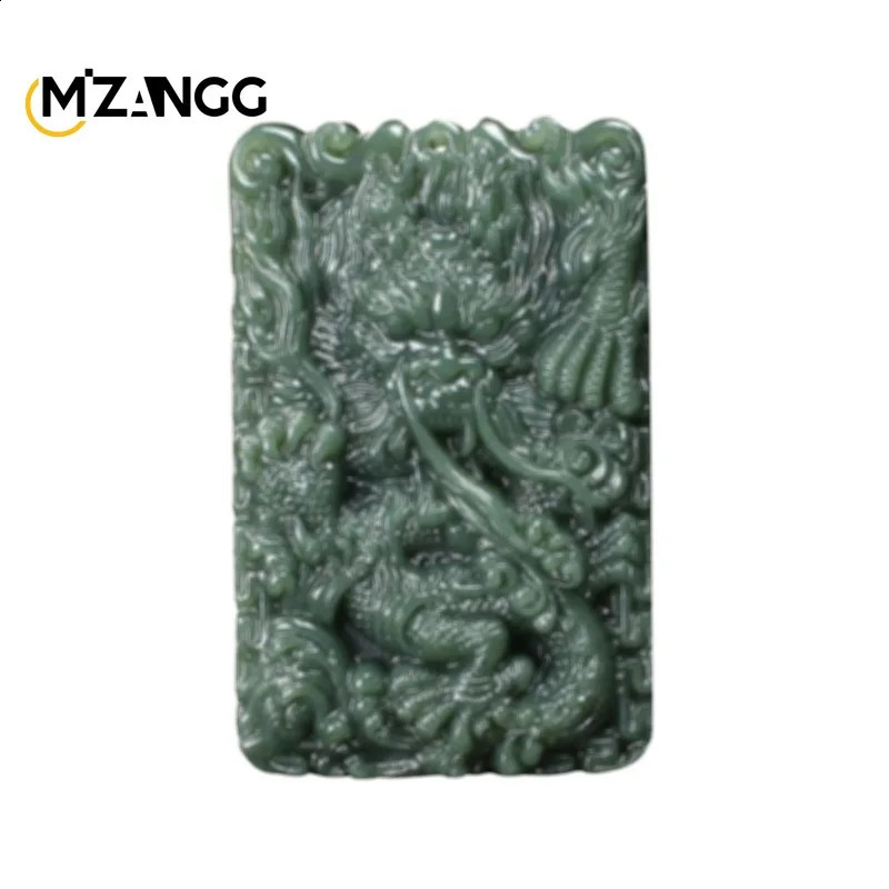 Natural Hetian Jade Twelve Zodiac Dragon Pendant Green Jade Dragon Mens Jade Necklace Hand drawn Fashion Jewelry Lucky Charm 241119 - view 6