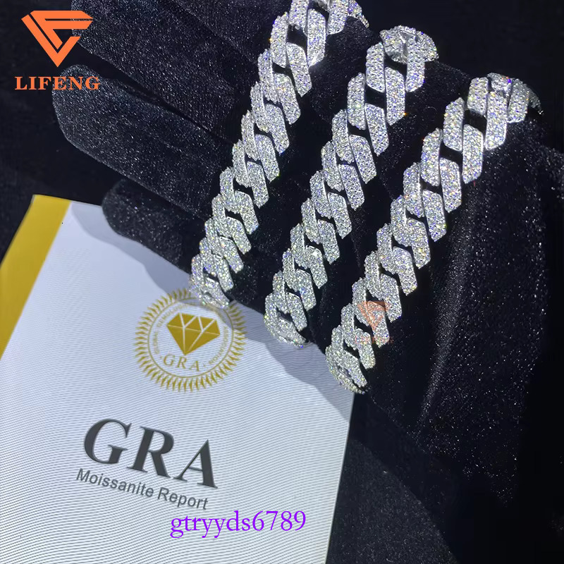 Wholesale 10-14mm Moissanite Fine Jewelry Custom Hip Hop VVS Cuban k Chain Sterg Sier Bracelets Bangles Men Women