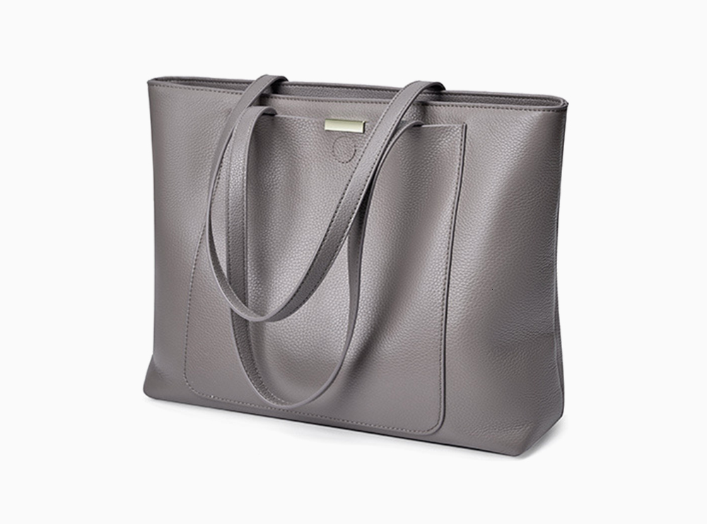 Soft Cowhide Leather Women Shoulder Tote Handbag Large Capacity Lady Shopping Bag Front Pocket For Notebook Phone Ipad Genuine Leather BagVoyage