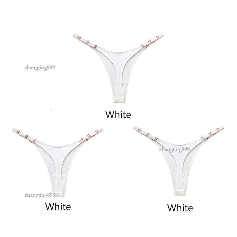 Women's Panties 3 Pcs Thongs Metal Luxury Ice Silk Sexy Underwear Fitness Low Waist Satin Sex String Seamless Briefs