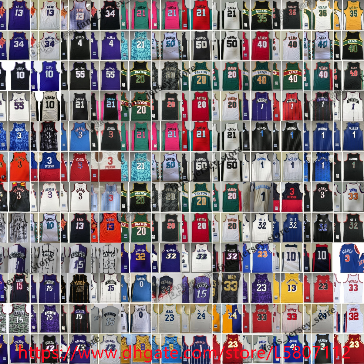 Retro Basketball Jerseys All Teams Miller Iverson Erving Embiid Pippen Rodman stojakovic Bibby Williams Cousins Webber Richmond Worthy West Chamberlain Drexler