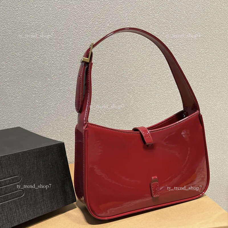 Designer Le5a7 Hobo Bag Red Black Patent Leather Women Men Crocodile Embossed Half Moon Shoulder Underarm yslcard Bags Hasp Closure Handbags Purses Wallets bag
