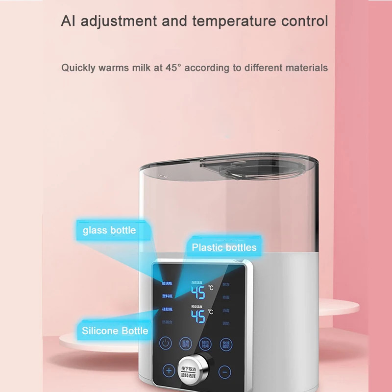 Multi function Baby Bottle Warmer Heater Sterilizer 8-in-1 Fast Milk Warmer with Timer Breast Milk or Formula Fits 2 Bottles 241118