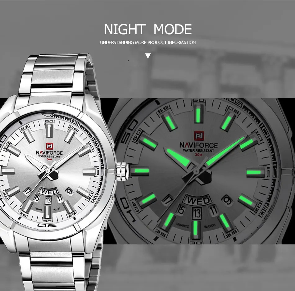 NAVIFORCE Classic Casual Watch for Men Stainless teel Sport Waterproof Male Watches Quartz Date Display Clock Relogio Masculino 240419