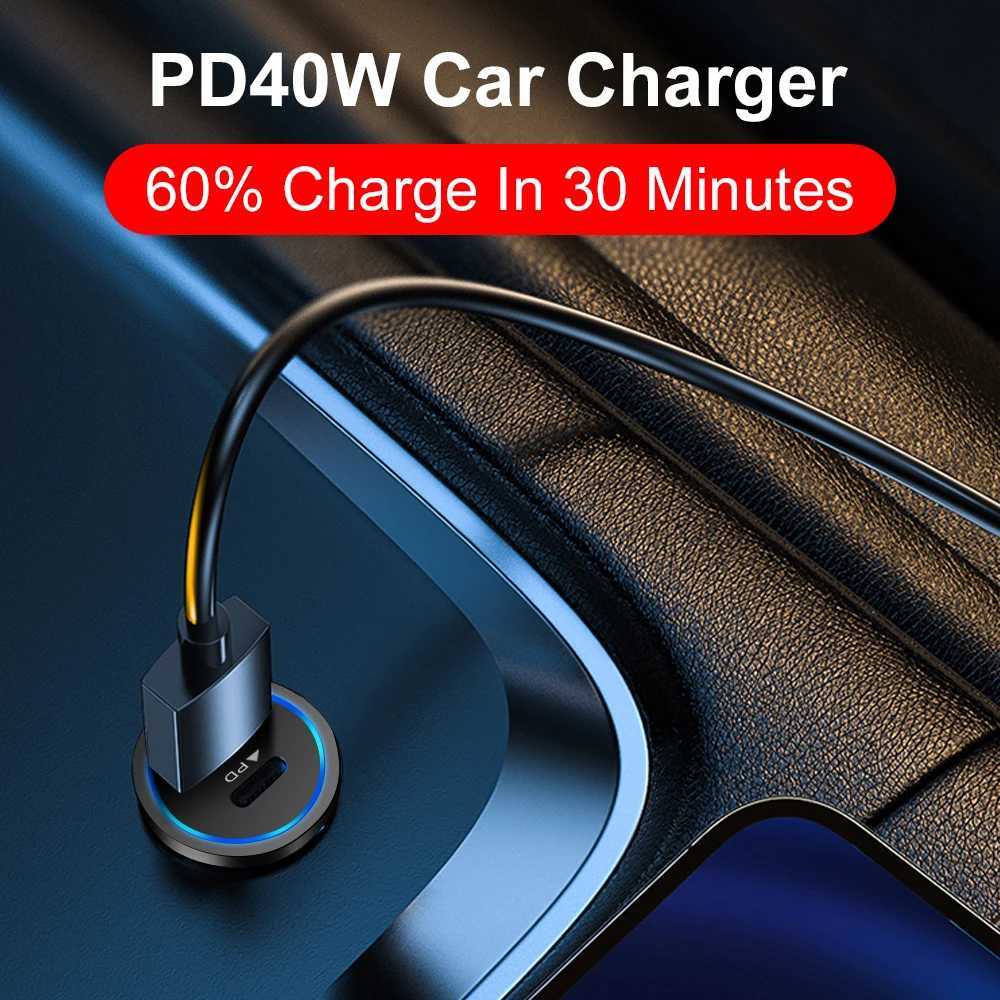 40W Dual PD Type C Car Charger Fast Charging USB C Portable Phone Charger for iPhone 14 Fast Charger 5.0 Car Phone Charger Y241119