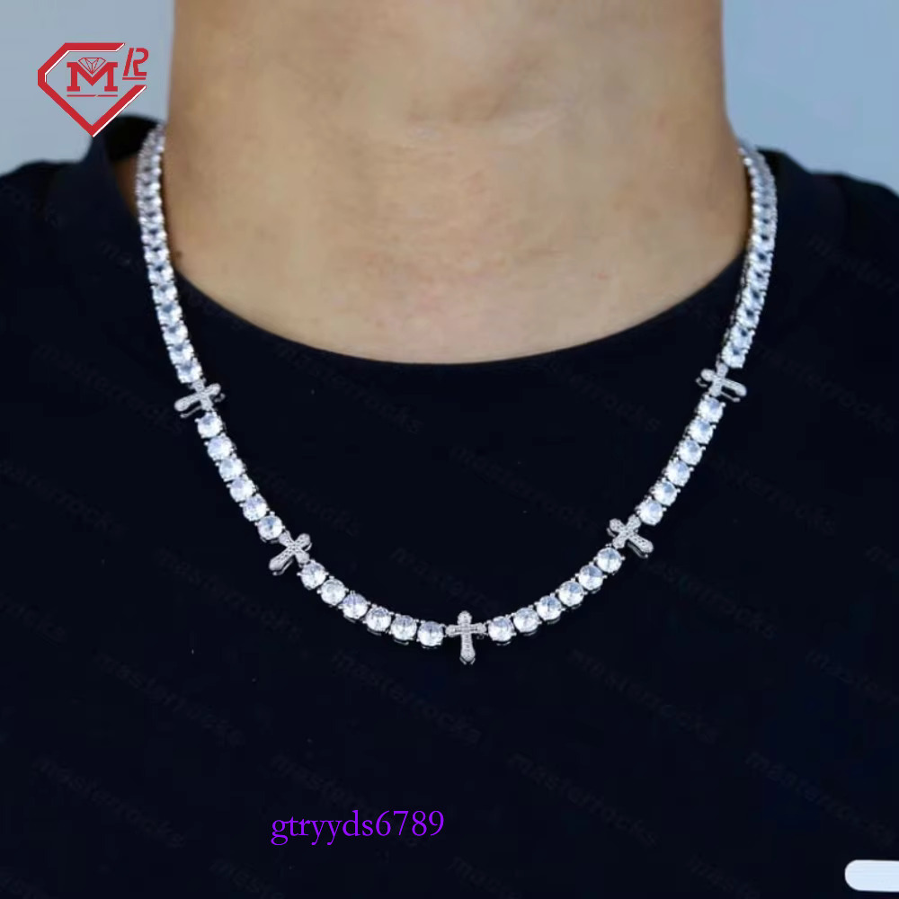 Gra Sier 4mm 5mm Iced Vvs Dia Hiphop Men's Moissanite Tennis Chain Necklace