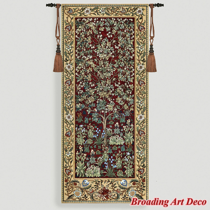 Long Size William Morris Tree Of Life Tapestry Wall Hanging Jacquard Weave Gobe Home Textile Art Decoration 100%Cotton