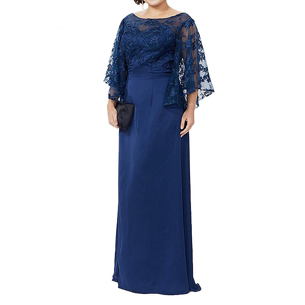 Elegant Geen Long Mother Of The Bride Dresses Floor Length Plus Size Satin Evening Gowns Lace Sleeves Wedding Guest Dress Groom Mom Formal Wear Prom P