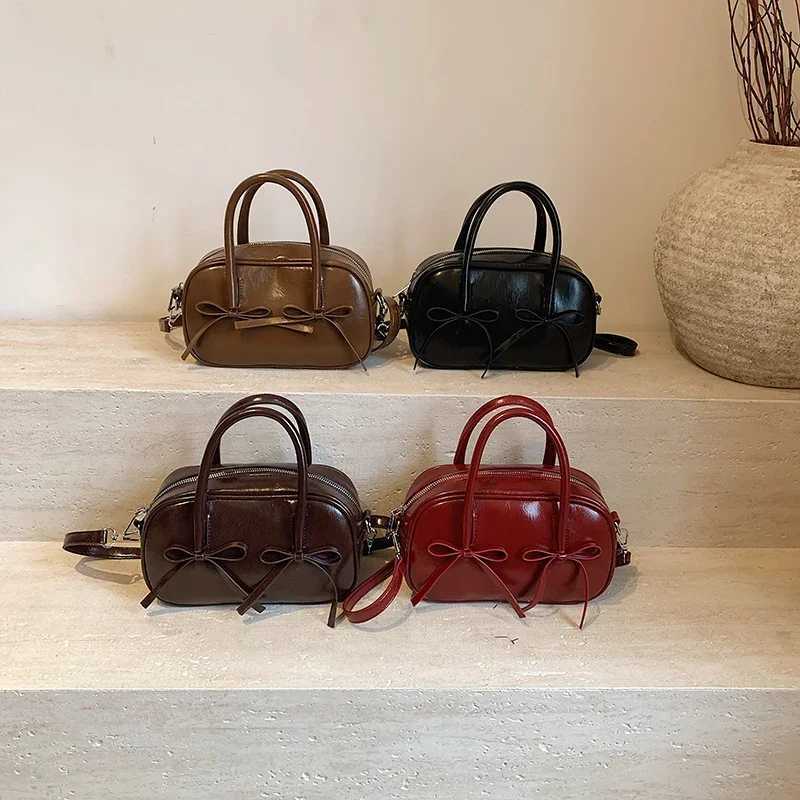 LEFTSIDE Bow Design Box PU Leather Shoe Bag Womens Handbag and Wallet Wen 2024 Y2K Korean Fi Top Handle Cross body Bag Y250318