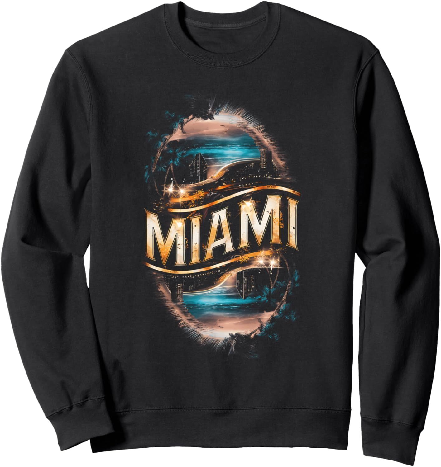 Long Sleeve Shirts for Men sweatshirt Miami Beach Florida Souvenir Sunset Palm Trees Vacation FL Sweatshirt T shirt Tee Streetwear Casual tops clothes
