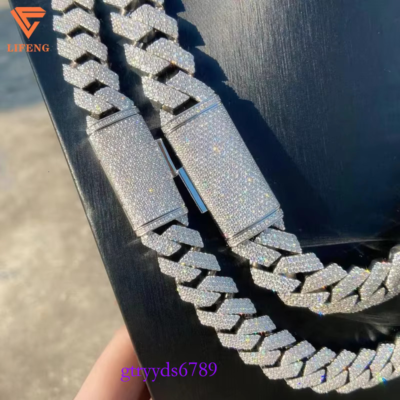 New Fashion 20mm Ice out Moissanite Dia Cuban k Chain Gold Plated Hip-Hop Necklace for Men and Women