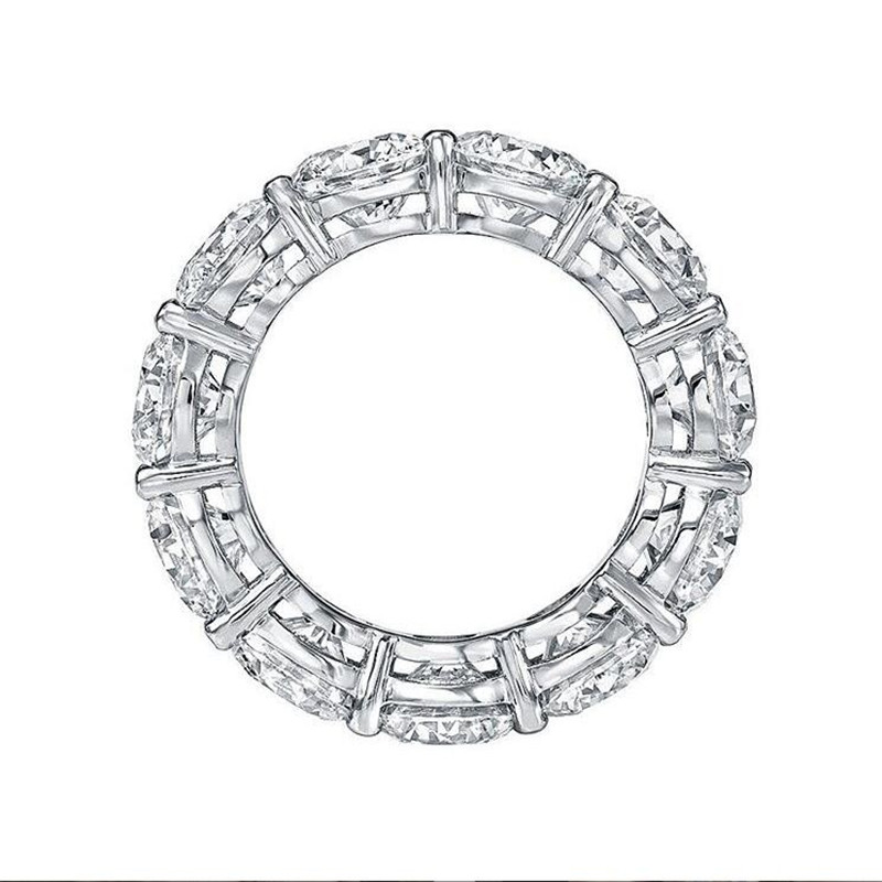 Ins Sparkling Wedding Rings Luxury Jewelry 925 Sterling Silver Round Cut White Moissanite CZ Diamond Gemstones Party Women Engagement Band Ring Gift