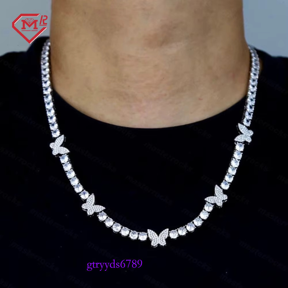 Gra Sier 4mm 5mm Iced Vvs Dia Hiphop Men's Moissanite Tennis Chain Necklace