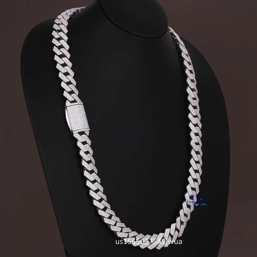 Rappers Hip Hop Jewelry Fashion 20Mm K Chain 14K White Gold Moissanite Dia Iced Out Cuban Necklace For Men