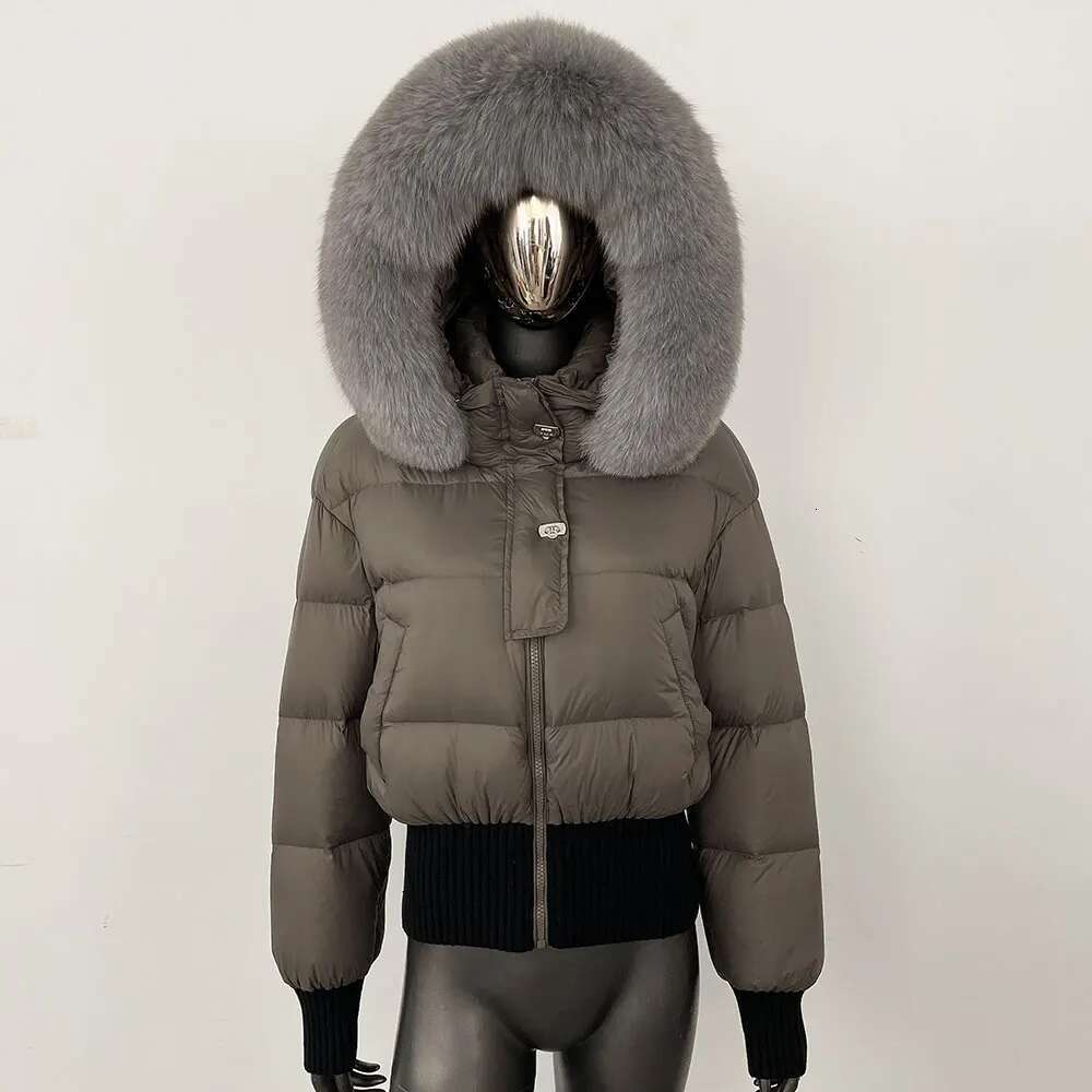 Jacket Women 2024 Winter Natural Real Raccoon Fox Fur Collar Hooded White Duck Down Coat Thick Warm Casual Outerwear