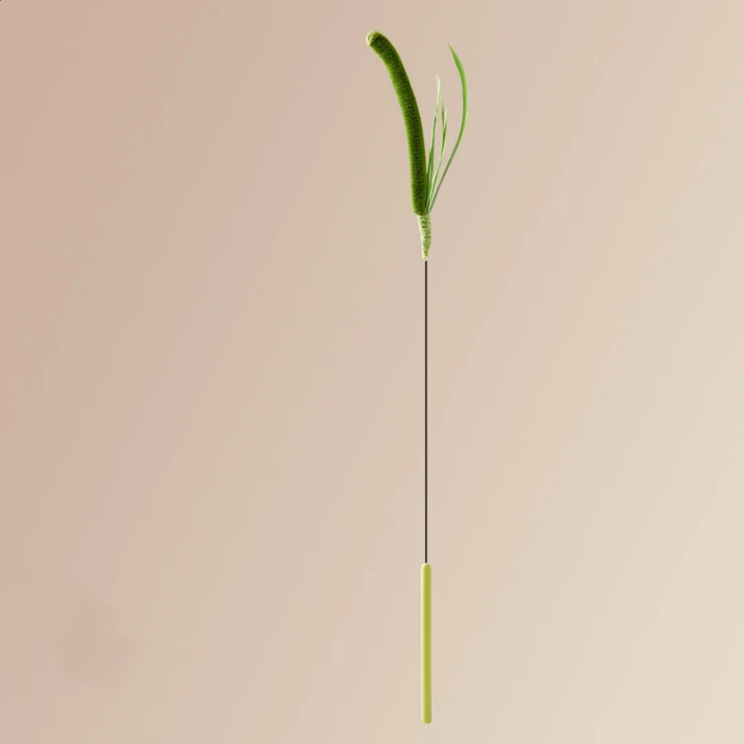 Kimpets Cat Dog Tail Grass Sage Feather Long Pole Teasing Stick Bite Resistant Self Soothing Tool Toy Pet Supplies 241119