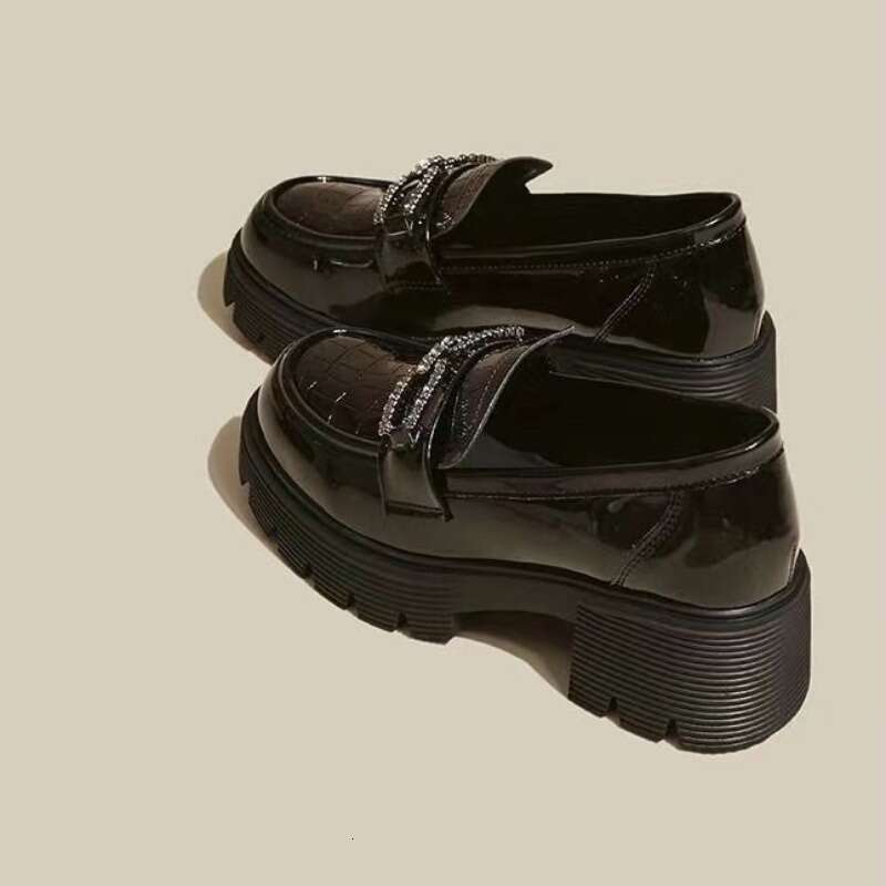Woman Pumps Loafers Cute Kawaii Platform Shoes for Women Normal Leather Casual Block Heel Round Toe Chunky Heels Popular Shoe A