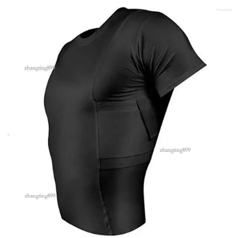 Men's T Shirts Men Tactical Army Shooting Half Sleeves Shirt Custom Design Concealed Carry Holster With Side Gun Pockets Base Layer
