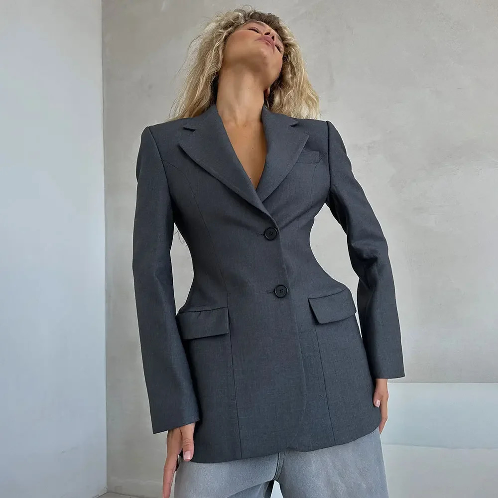High-end Feeling Slimming Suit Jacket For Women Autumn/winter V-neck Waist-fitted Coat Light Sensibility 241118
